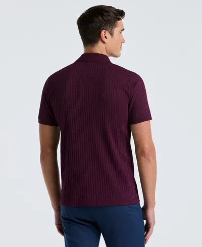 Perry Ellis Men's Ribbed Quarter Zip Polo In Purple