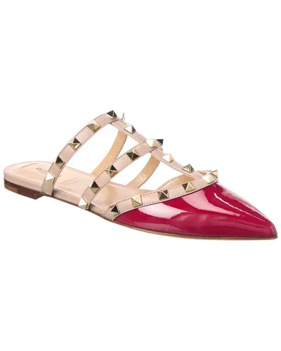 Valentino Garavani Valentino Rockstud Caged Patent Flat In Red