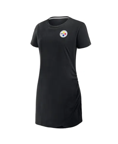 Fanatics Women's Black New Orleans Saints Ruched Drape T-shirt Dress In Black