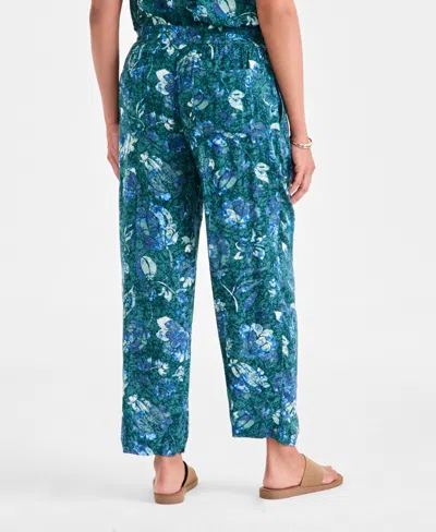 Style & Co Women's Printed Drawstring-waist Pull-on Pants, Macy's Exclusive In Blue
