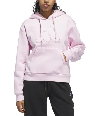 Adidas Originals Seasonal Essentials Ruffled Big Logo Graphic Hoodie In Pink
