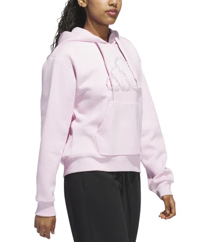 Adidas Originals Seasonal Essentials Ruffled Big Logo Graphic Hoodie In Pink