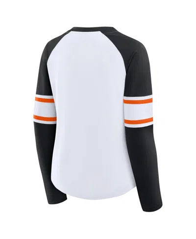 Fanatics Women's White/black Cincinnati Bengals Redzone Blitz Package Raglan Lace-up V-neck Long Sleeve T-shi In Multi