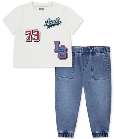 Levi's Baby Boys Varsity Patch T-shirt & Jogger Pants In Blue
