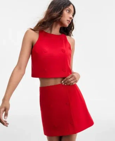 French Connection Azra Twill Double Breasted Top Azra Twill Mini Skirt In Red