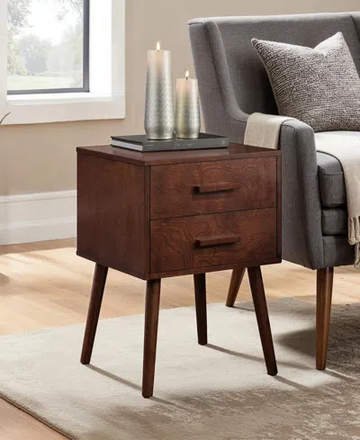 Convenience Concepts 15.75" Wood Oslo 2-drawer End Table In Brown