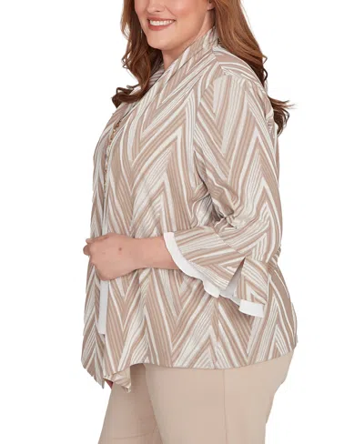 Alfred Dunner Women's Urban Legend Exploded Chevron Two In One Top With Necklace In Multi