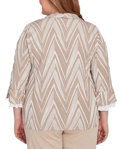 Alfred Dunner Women's Urban Legend Exploded Chevron Two In One Top With Necklace In Multi