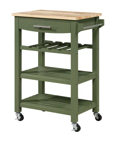 Convenience Concepts 24.75" Rubberwood Ellaine 4-tier Butcher Block Kitchen Cart With Drawer