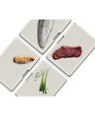 Joseph Joseph Folio Steel 4 Piece Cutting Board And Case Set In Gray