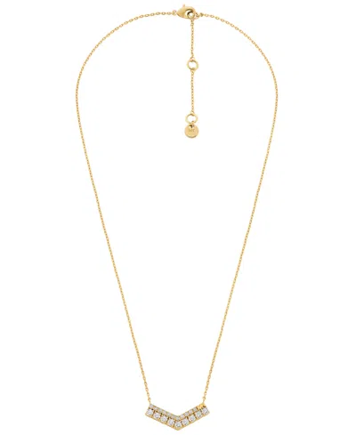 Michael Kors Pavé Chevron Necklace In Gold