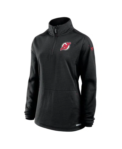 Fanatics Women's Black New Jersey Devils Authentic Pro Rink Lightweight Quarter-zip Pullover Top In Black