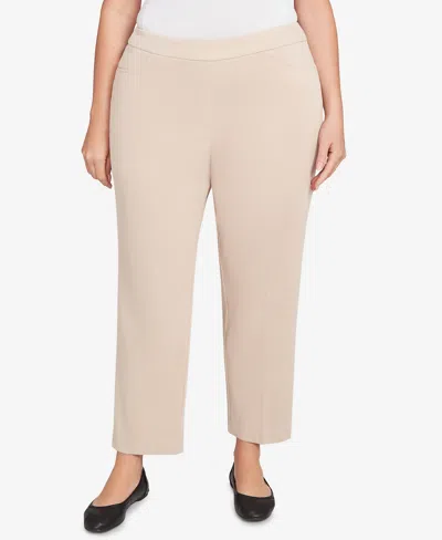 Alfred Dunner Plus Size Urban Legend Fitted Twill Pull On Medium Length Pants In Neutral
