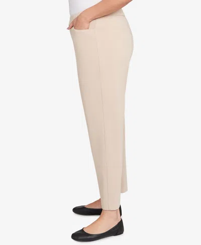 Alfred Dunner Plus Size Urban Legend Fitted Twill Pull On Medium Length Pants In Neutral