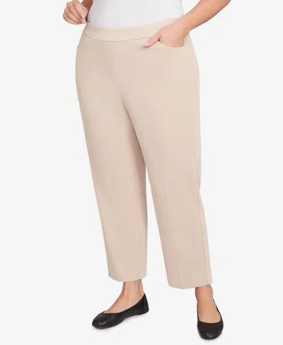 Alfred Dunner Plus Size Urban Legend Fitted Twill Pull On Medium Length Pants In Neutral