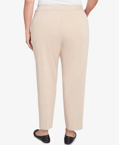 Alfred Dunner Plus Size Urban Legend Fitted Twill Pull On Medium Length Pants In Neutral