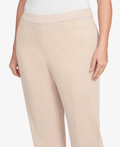 Alfred Dunner Plus Size Urban Legend Fitted Twill Pull On Medium Length Pants In Neutral