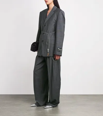 Alexander Wang Tailored Blazer With Chain Belt And Check Pattern In Gray