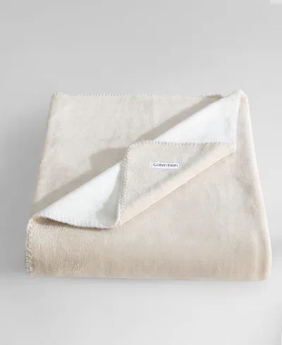 Calvin Klein Modern Reversible Solid Throw, 70 X 50 In Neutral