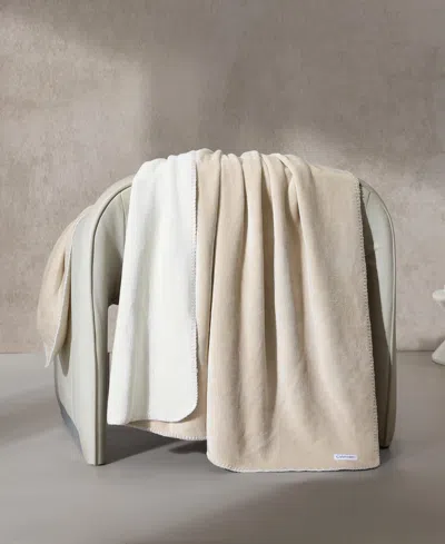 Calvin Klein Modern Reversible Solid Throw, 70 X 50 In Neutral
