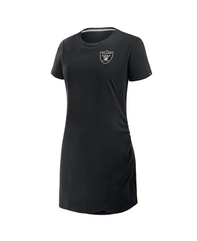 Fanatics Women's Black New Orleans Saints Ruched Drape T-shirt Dress In Black