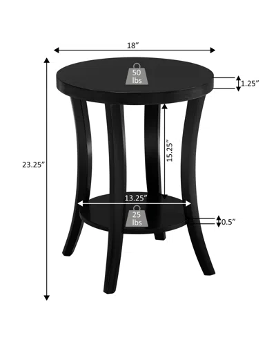 Convenience Concepts 18" Wood Charleston Round End Table In Black