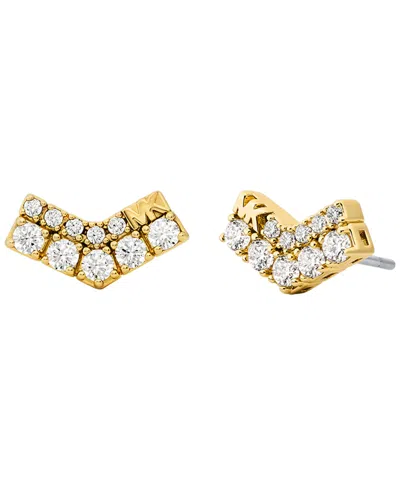 Michael Kors Pavé Chevron Stud Earrings In Gold