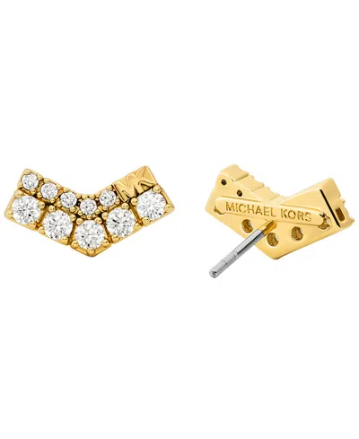 Michael Kors Pavé Chevron Stud Earrings In Gold