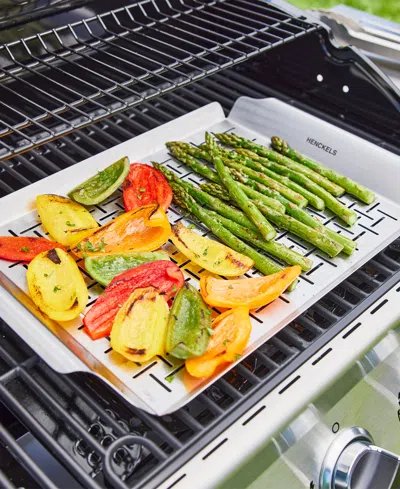 Henckels Bbq 2-pc. Grill Topper And Basket Set In Silver