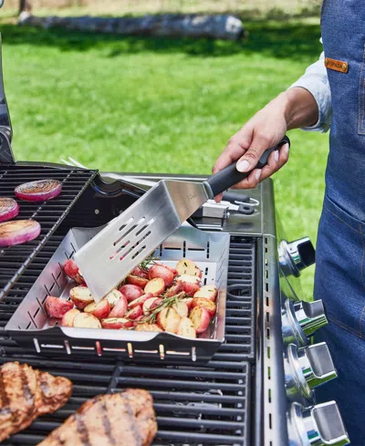 Henckels Bbq 2-pc. Grill Topper And Basket Set In Silver