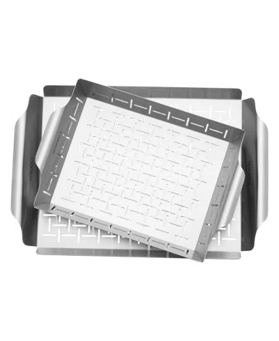 Henckels Bbq 2-pc. Grill Topper And Basket Set In Silver