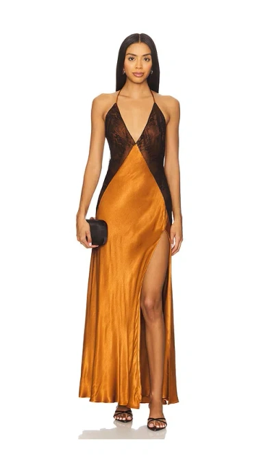 Bardot Estrella Halter Maxi Dress In Toffee