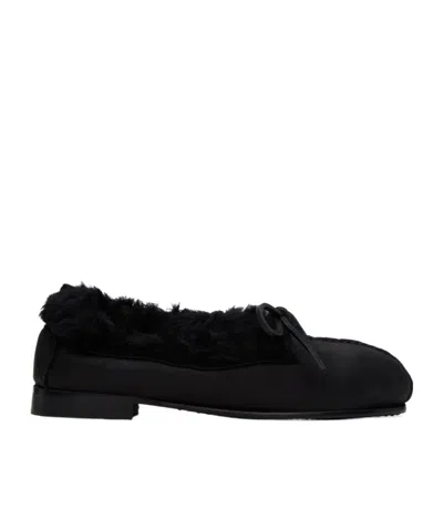 Hereu Fur-trimmed Leather Loafers In Black