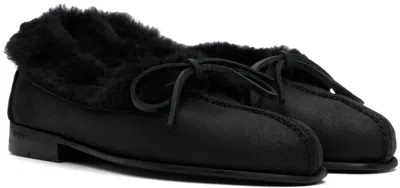 Hereu Fur-trimmed Leather Loafers In Black