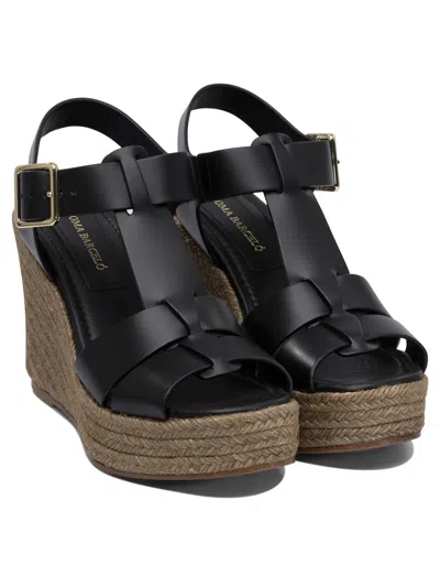 Paloma Barceló Woven Jute Platform Sandals In Black