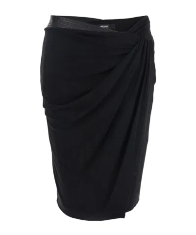 Versace Embellished Draped Skirt In Black
