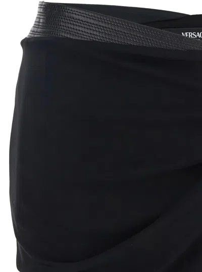 Versace Embellished Draped Skirt In Black