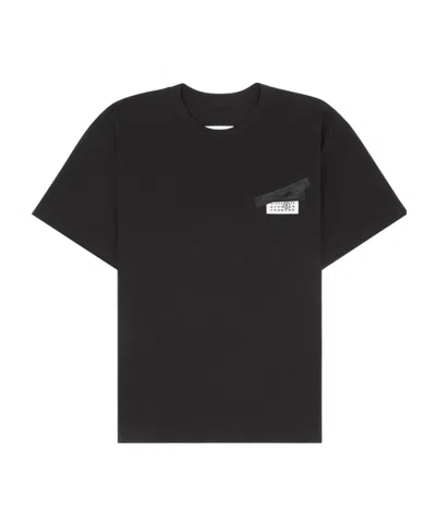 Mm6 Maison Margiela Mm6 By Maison Margiela Oversized T-shirt With Contrasting Pocket Detail In Black