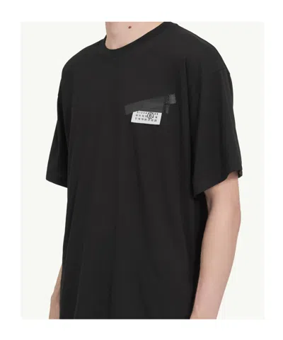 Mm6 Maison Margiela Mm6 By Maison Margiela Oversized T-shirt With Contrasting Pocket Detail In Black