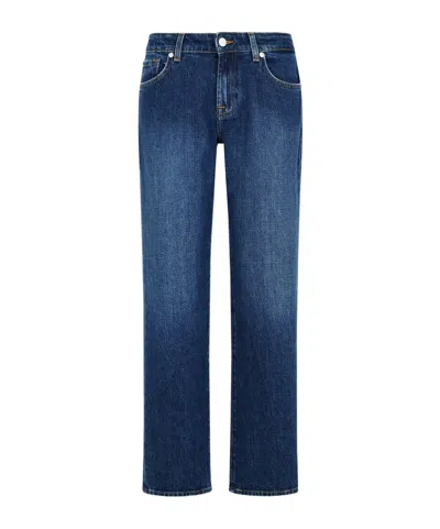 7 For All Mankind Womens Oceandrift Tess Straight-leg Mid-rise Denim Jeans In Blue