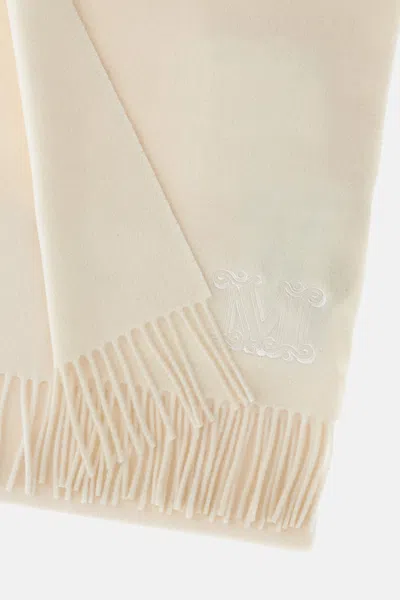 Max Mara Fringed Wool Scarf In Metallic