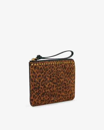 Isabel Marant Studded Leopard-print Leather Pouch In Multi
