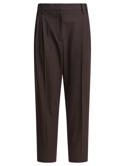 Brunello Cucinelli Tailored Trousers With Back Pocket And Belt Loops In Brown