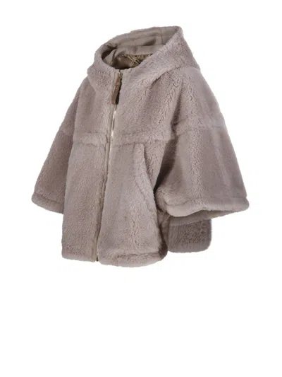 Max Mara Cropped Sweatshirt-style Cape With A Boxy Fit And Hood In Gray