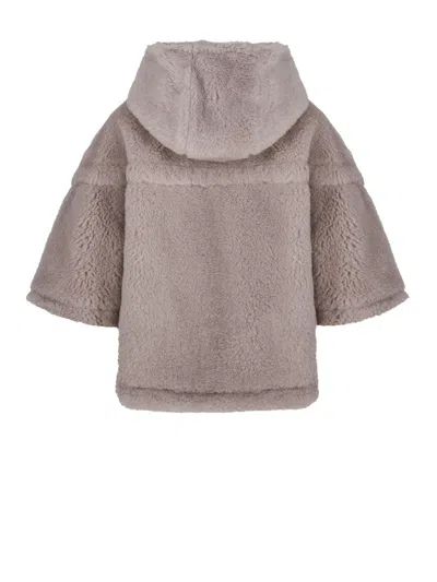 Max Mara Cropped Sweatshirt-style Cape With A Boxy Fit And Hood In Gray