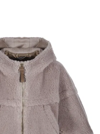 Max Mara Cropped Sweatshirt-style Cape With A Boxy Fit And Hood In Gray