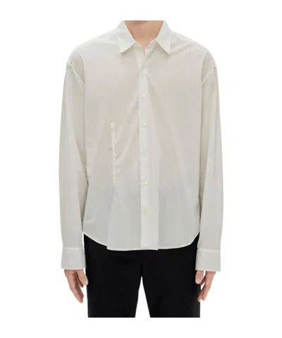 Ann Demeulemeester Isak Twisted Script Print Shirt In White