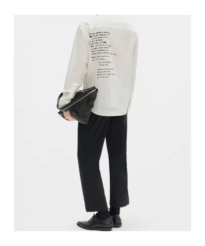 Ann Demeulemeester Isak Twisted Script Print Shirt In White