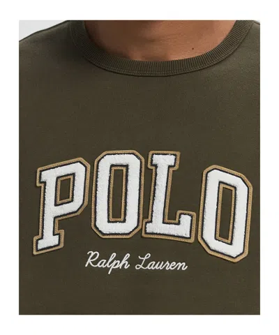 Polo Ralph Lauren Olive Green Logo-embroidered Sweatshirt In Green