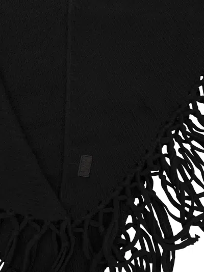 Weekend Max Mara Tornado Wool Triangle Shawl In Black